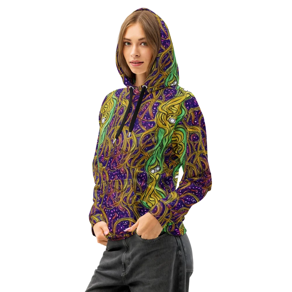 Violet Gilded Maze on Cotton Hoodie — Left Front