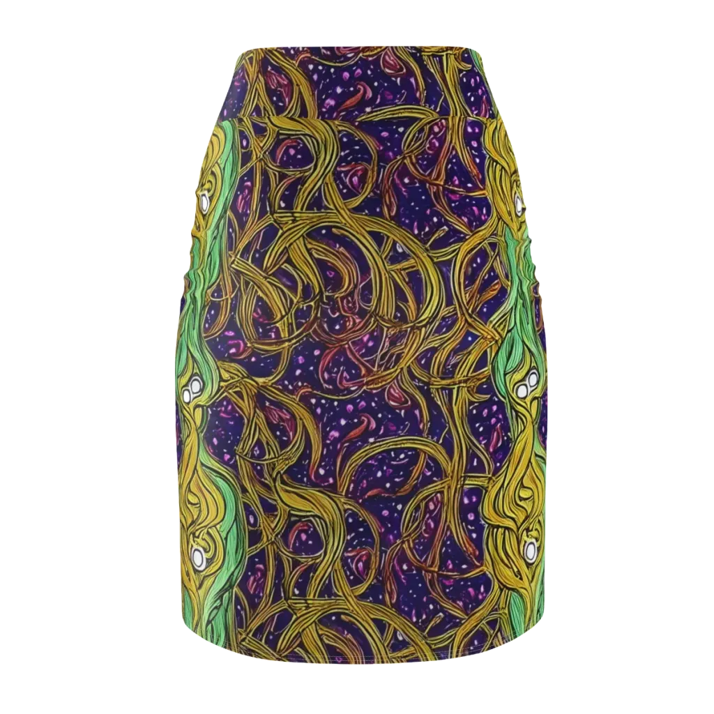 Violet Gilded Maze on Pencil Skirt — Back