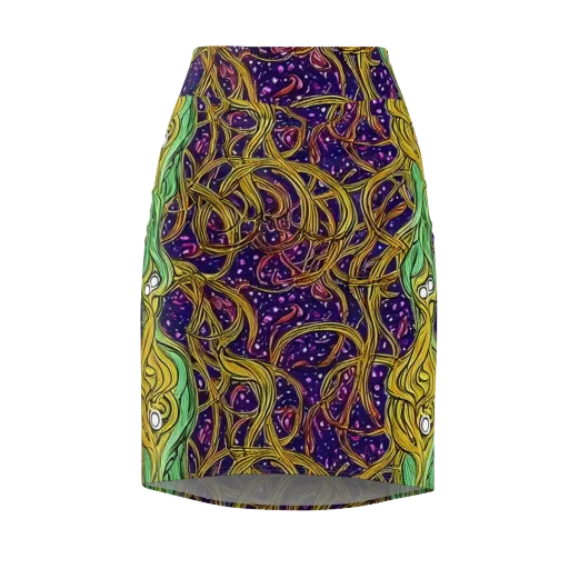 Violet Gilded Maze on a Pencil Skirt