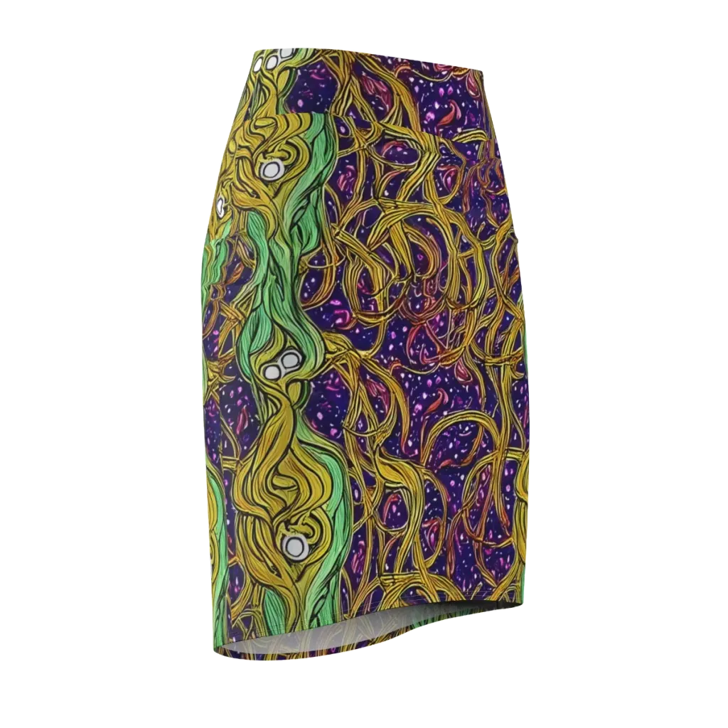 Violet Gilded Maze on Pencil Skirt — Front Side