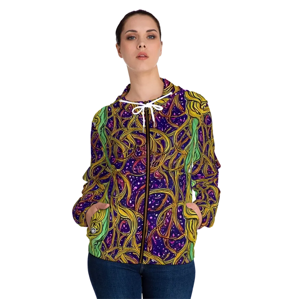 Violet Gilded Maze on Women's Full-Zip Hoodie — Front On Person