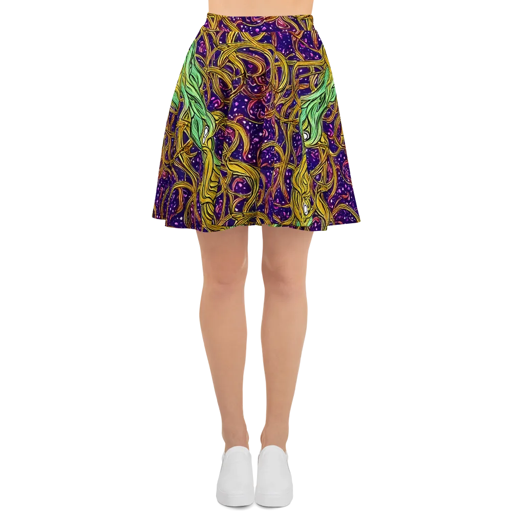 Violet Gilded Maze on Skater Skirt — Front