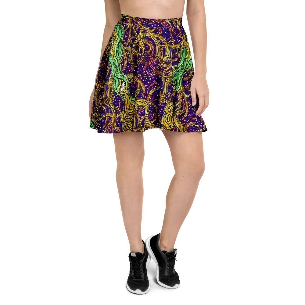Violet Gilded Maze on Skater Skirt — Front