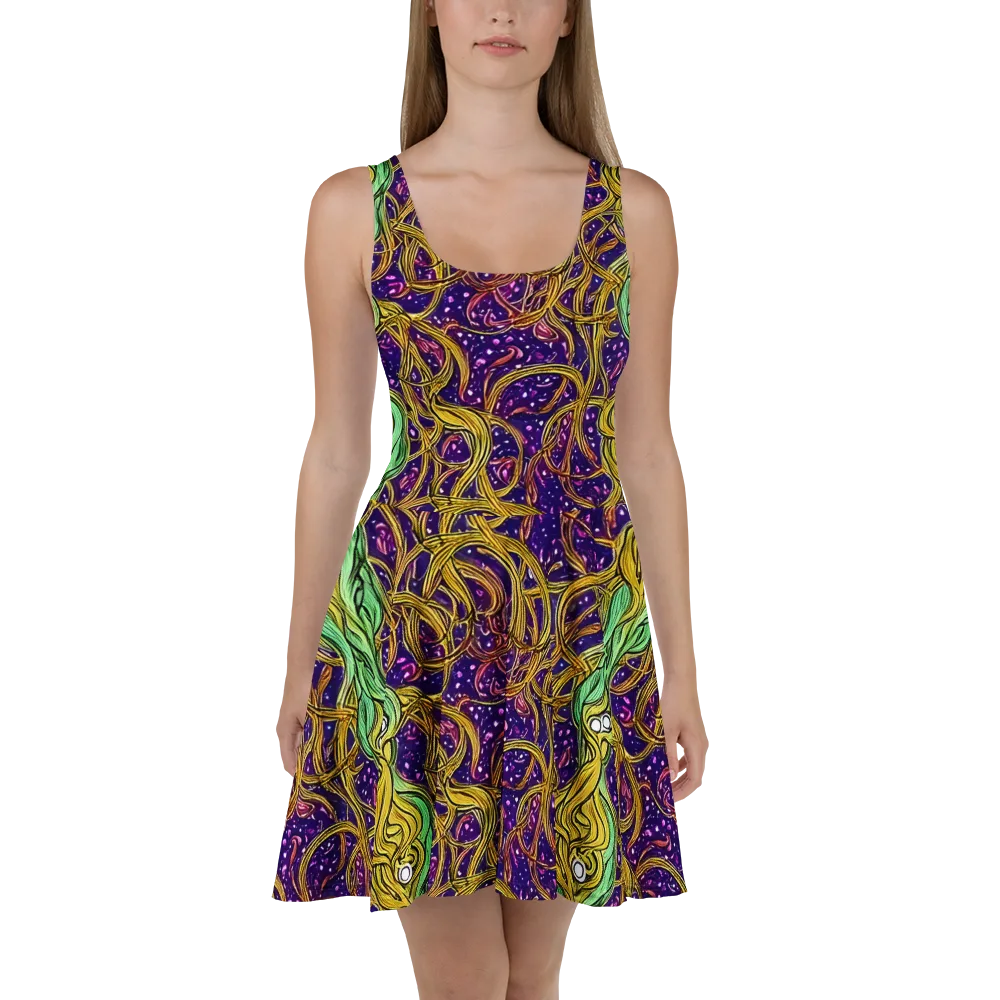 Violet Gilded Maze on Skater Dress — Front
