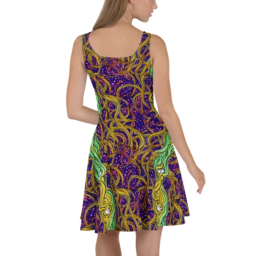 Violet Gilded Maze on Skater Dress — Back