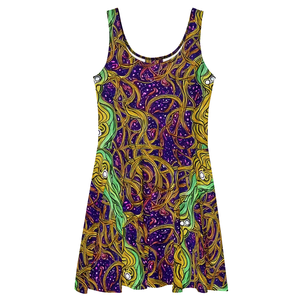 Violet Gilded Maze on Skater Dress — Front
