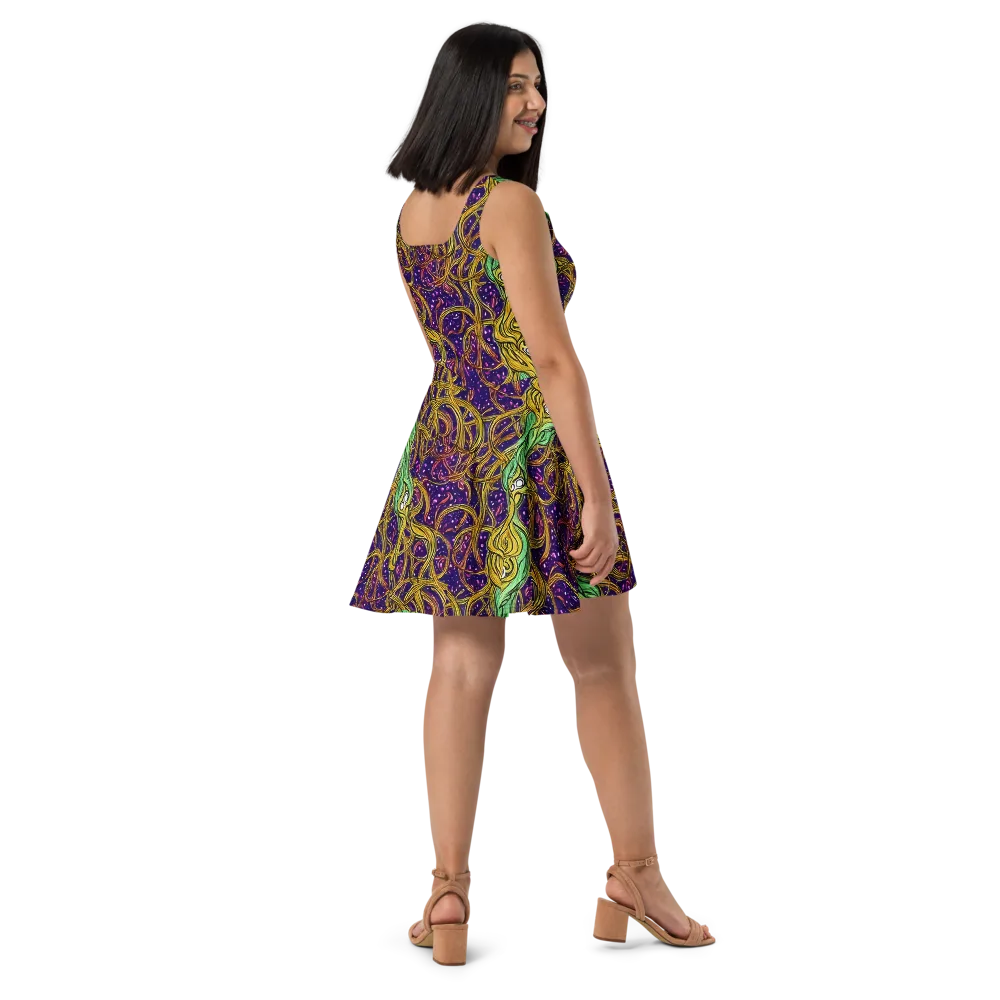 Violet Gilded Maze on Skater Dress — Right