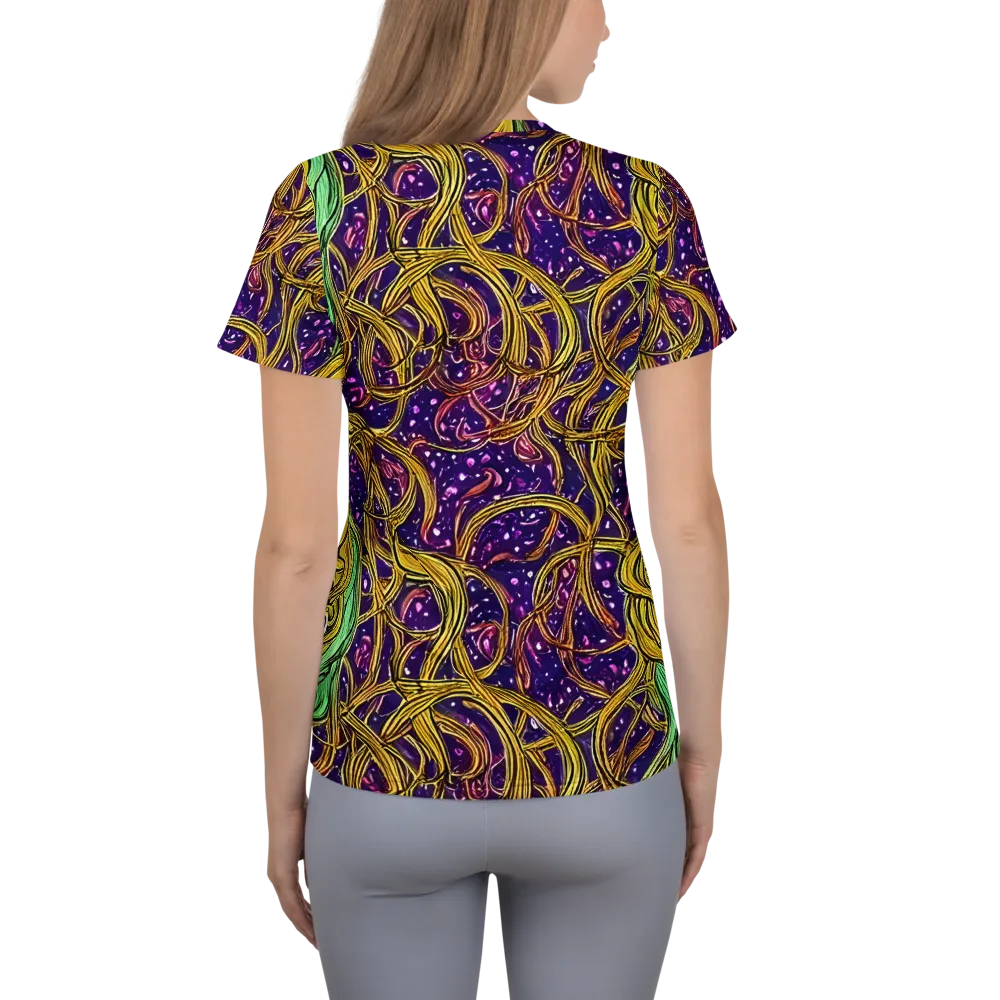 Violet Gilded Maze on Women's Athletic T-Shirt — Back
