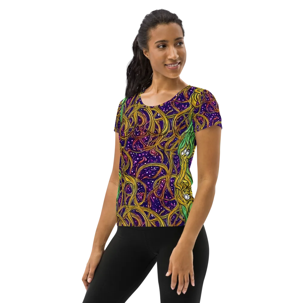 Violet Gilded Maze on Women's Athletic T-Shirt — Left