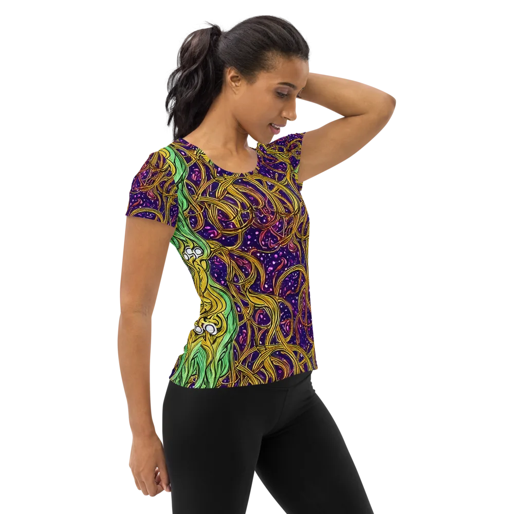 Violet Gilded Maze on Women's Athletic T-Shirt — Right