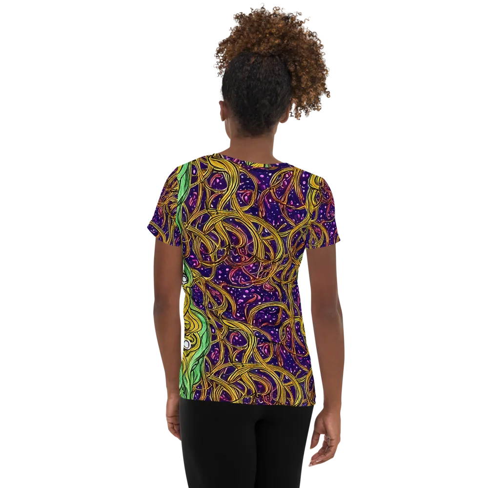 Violet Gilded Maze on Women's Athletic T-Shirt — Back
