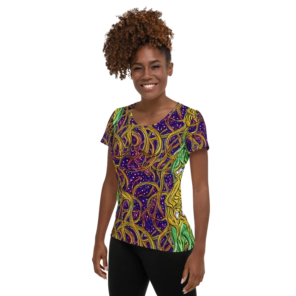 Violet Gilded Maze on Women's Athletic T-Shirt — Left