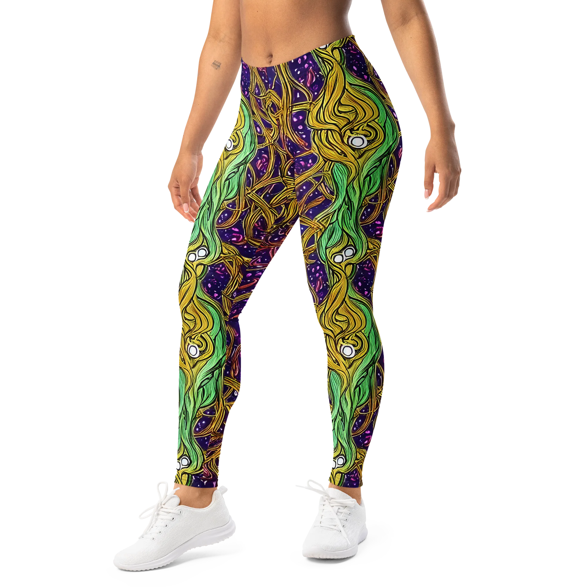 Violet Gilded Maze on Leggings — Left Front
