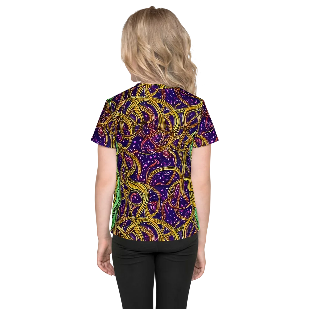 Violet Gilded Maze on Kids Crew Neck T-Shirt — Back