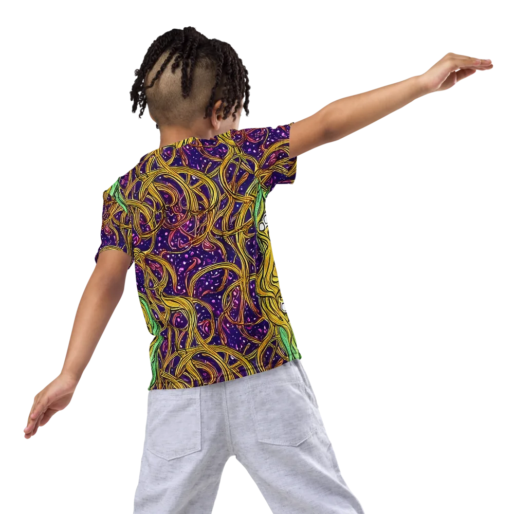 Violet Gilded Maze on Kids Crew Neck T-Shirt — Back