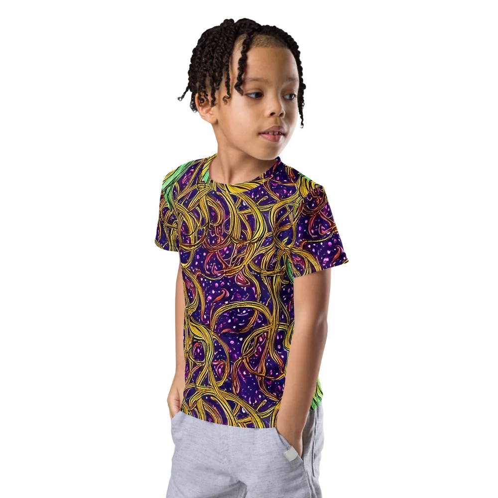 Violet Gilded Maze on Kids Crew Neck T-Shirt — Left Front