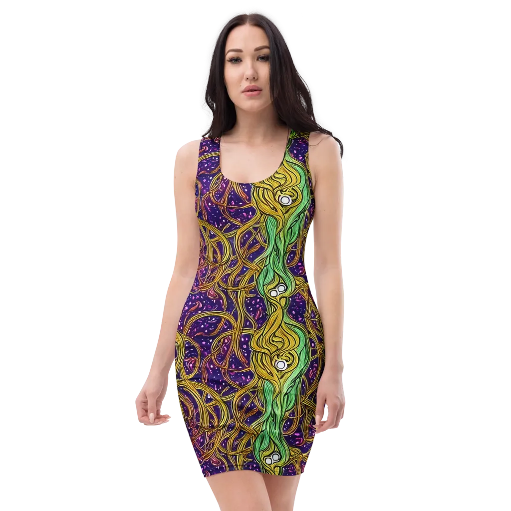 Violet Gilded Maze on Bodycon Dress — Front