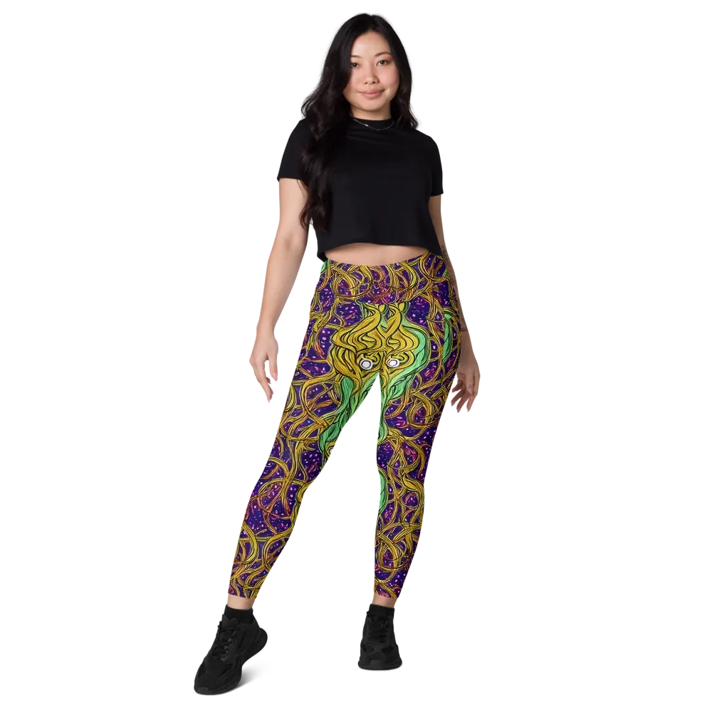 Violet Gilded Maze on Leggings with Pockets — Front
