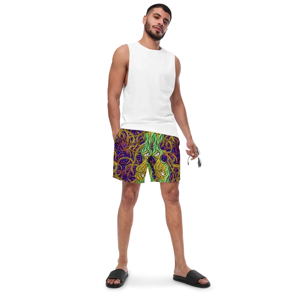 Violet Gilded Maze on Swim Trunks — Front