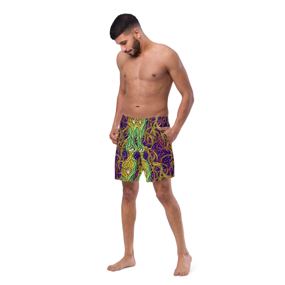 Violet Gilded Maze on Swim Trunks — Left Front