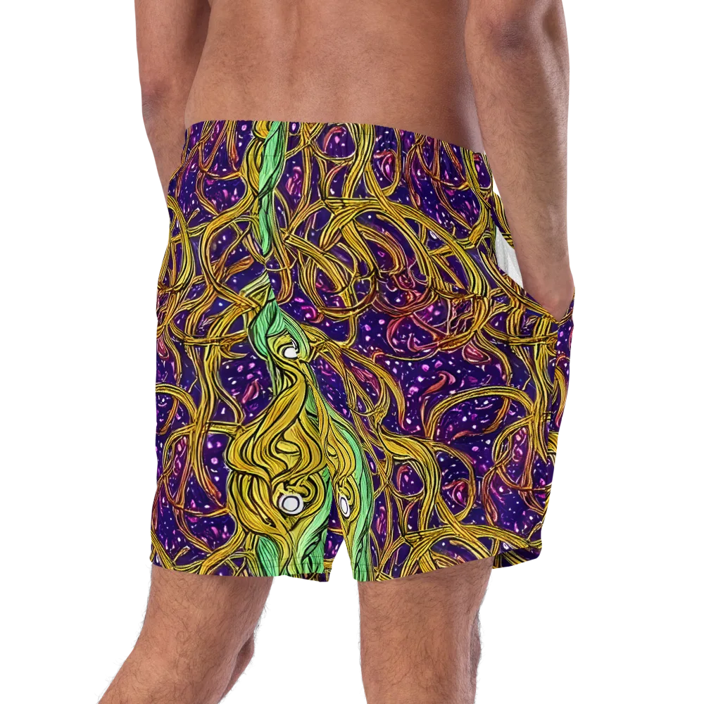 Violet Gilded Maze on Swim Trunks — Right Back