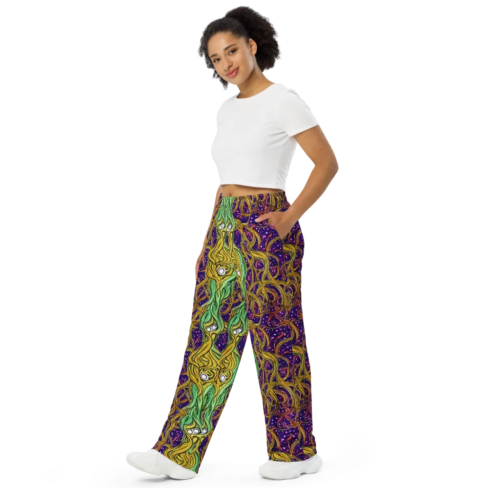 Violet Gilded Maze on Wide-Leg Pants — Left Front