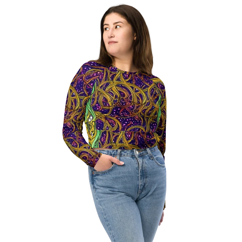 Violet Gilded Maze on Long Sleeve Crop Top — Front