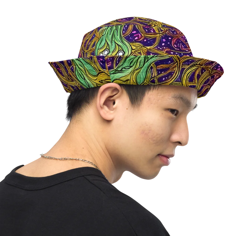 Violet Gilded Maze on Reversible Bucket Hat — Right Outside
