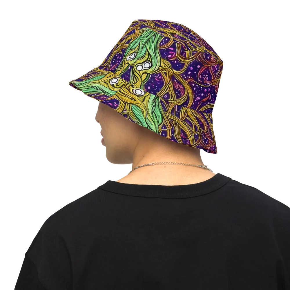 Violet Gilded Maze on Reversible Bucket Hat — Back Inside