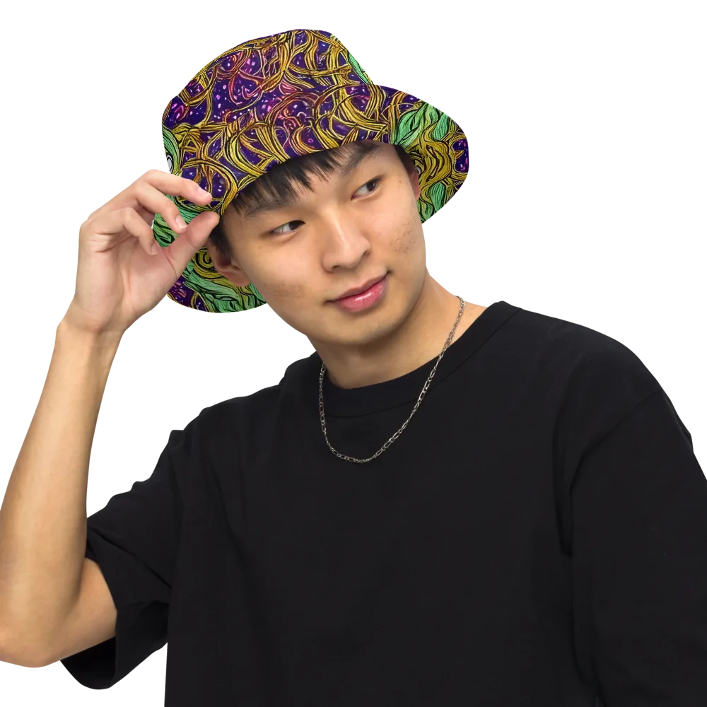 Violet Gilded Maze on Reversible Bucket Hat — Front Inside