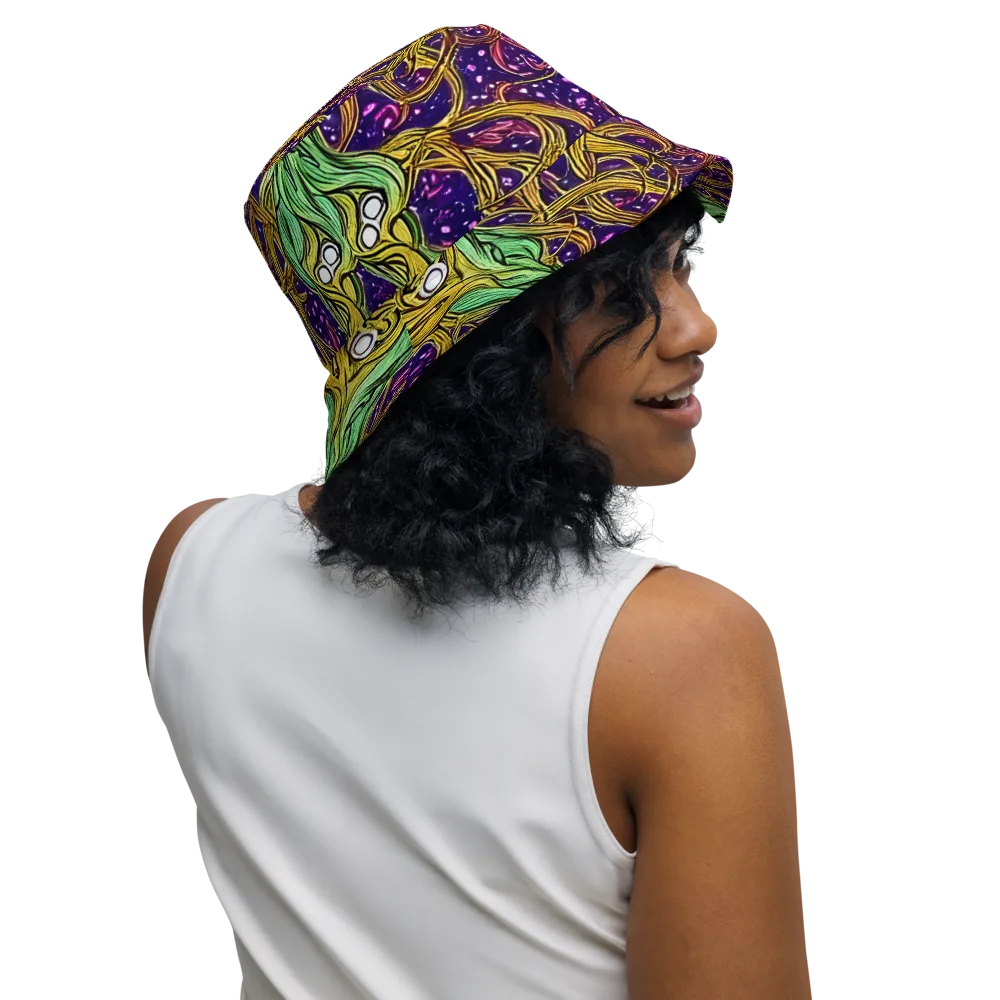 Violet Gilded Maze on Reversible Bucket Hat — Right Outside