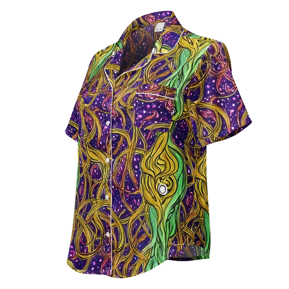Violet Gilded Maze on Women's Short Sleeve Pajama Top — Left Front