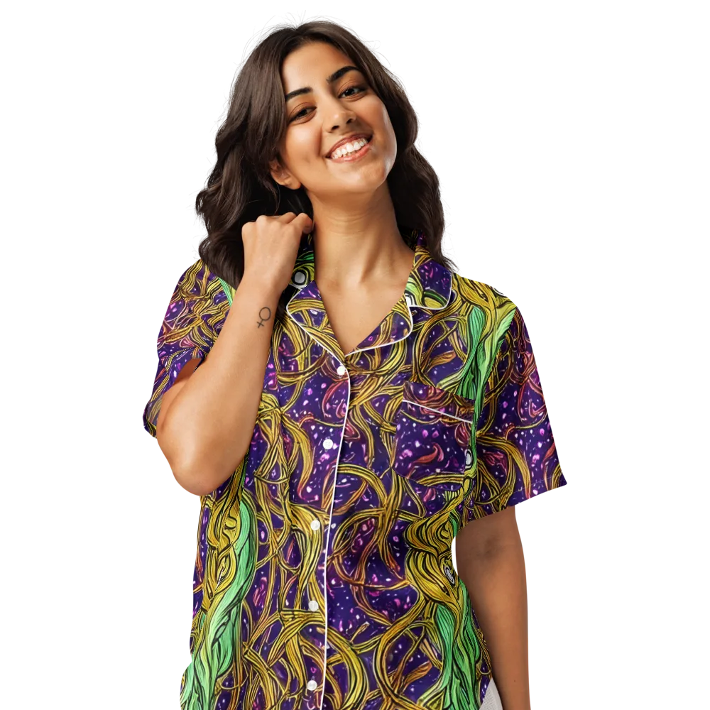 Violet Gilded Maze on Women's Short Sleeve Pajama Top — Front