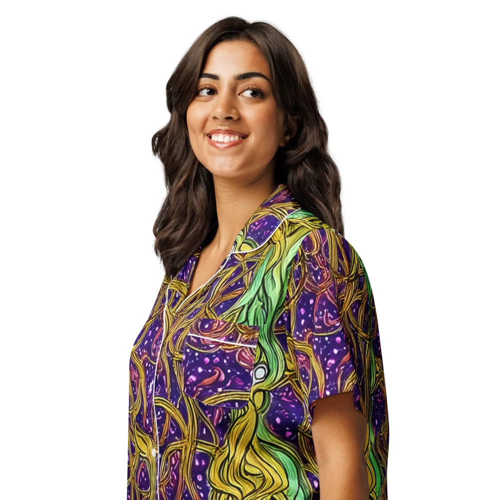 Violet Gilded Maze on Women's Short Sleeve Pajama Top — Left Front
