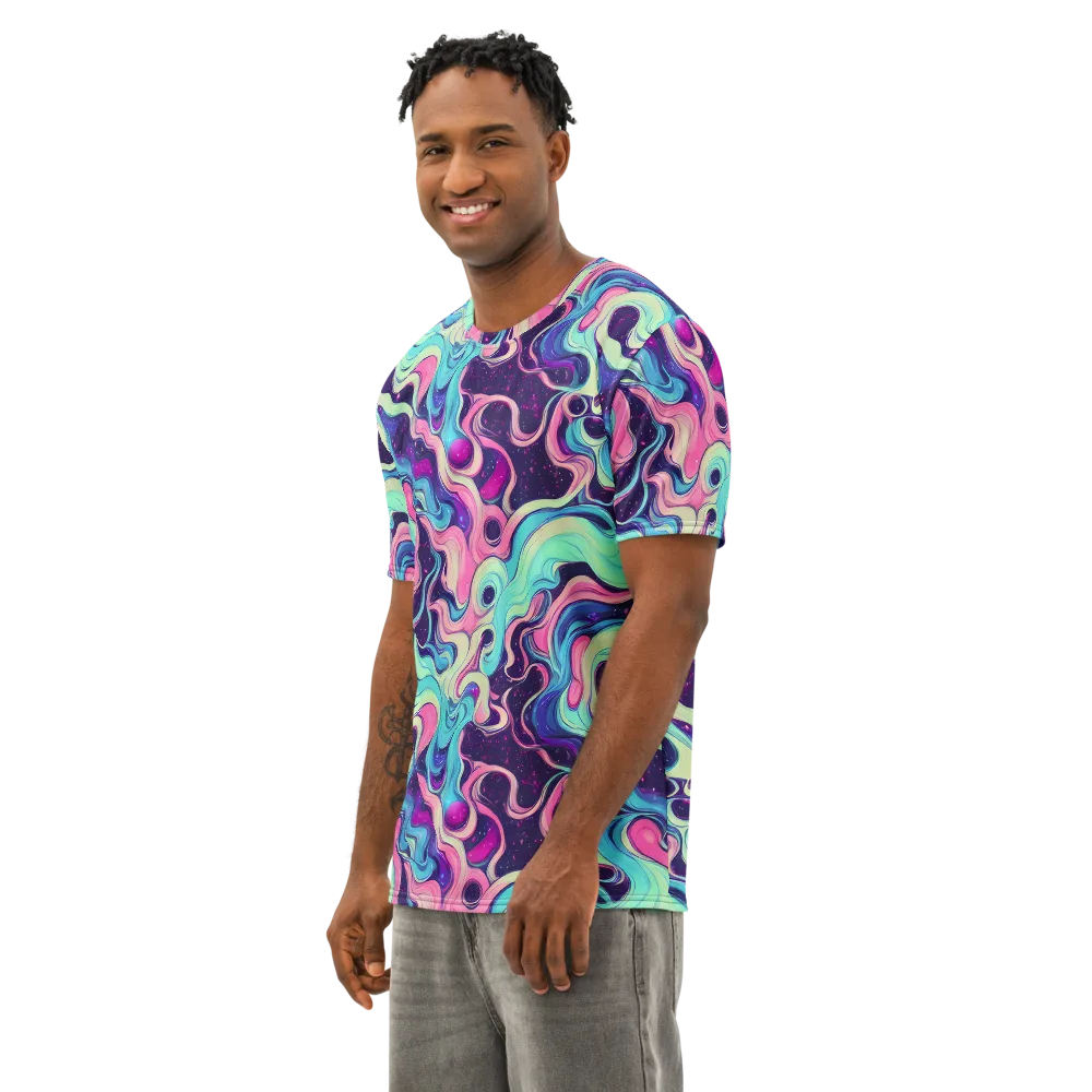 Nova Flow on Men's Cotton Crew Neck T-Shirt — Left Front
