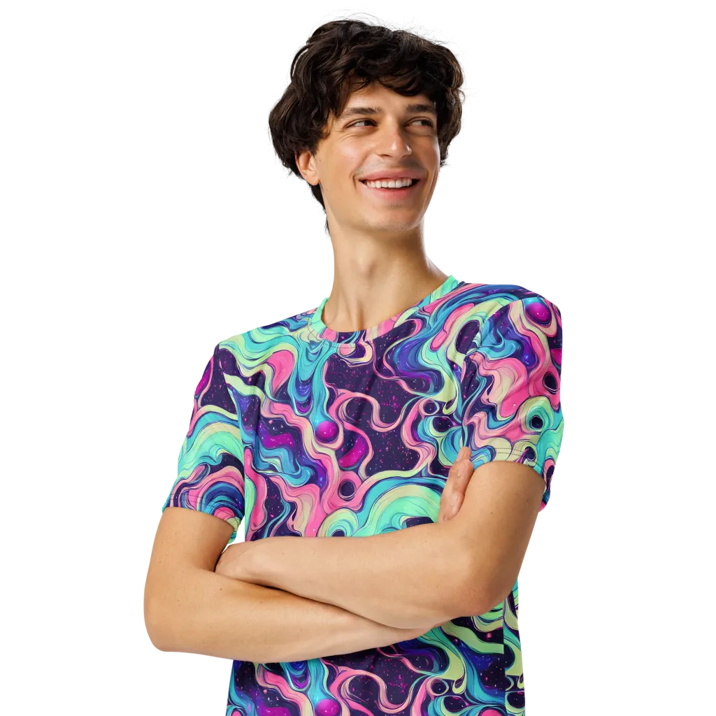 Nova Flow on Men's Crew Neck T-Shirt — Left Front