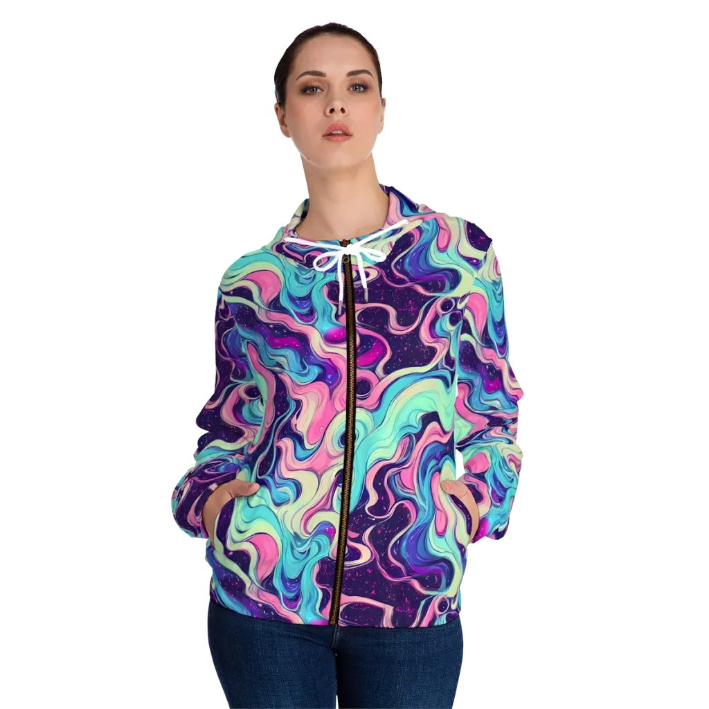 Nova Flow on Women's Full-Zip Hoodie — Front On Person
