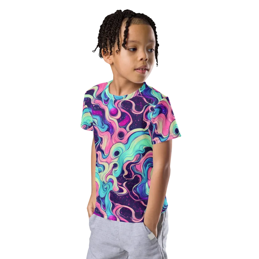 Nova Flow on Kids Crew Neck T-Shirt — Left Front