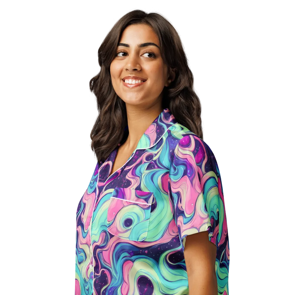Nova Flow on Women's Short Sleeve Pajama Top — Left Front