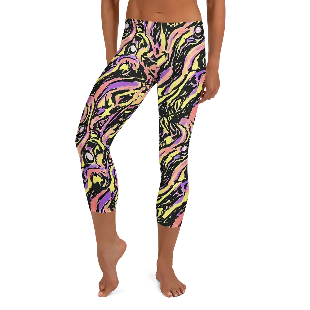 Pastel Riot on Capri Leggings — Front