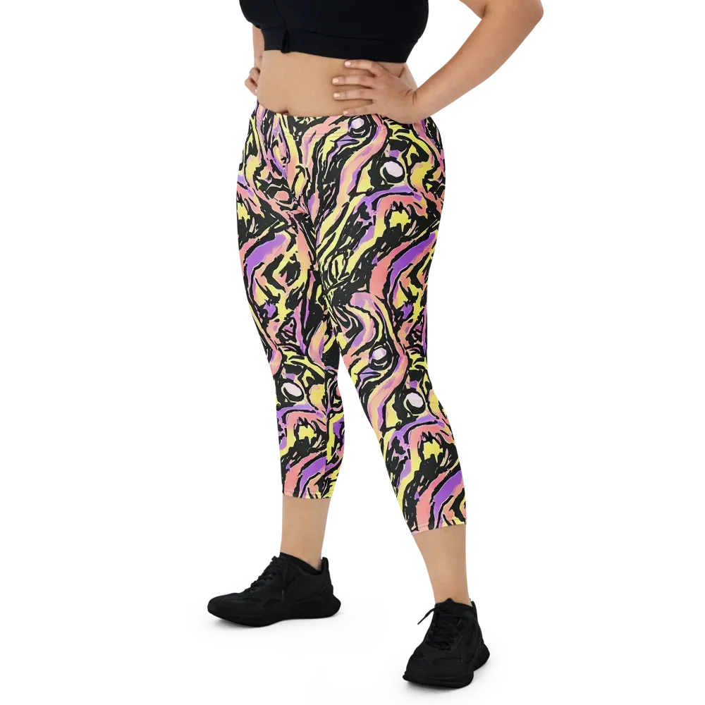 Pastel Riot on Capri Leggings — Front