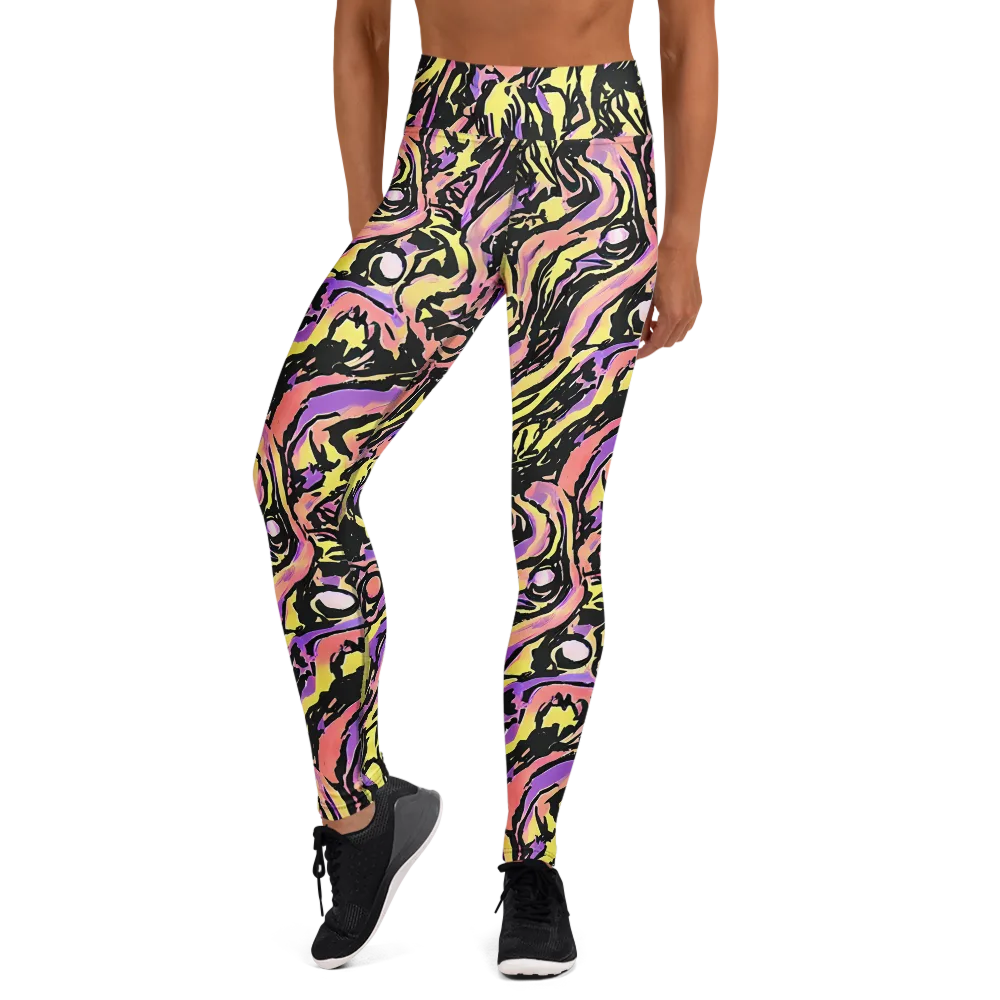 Pastel Riot on Yoga Leggings — Front