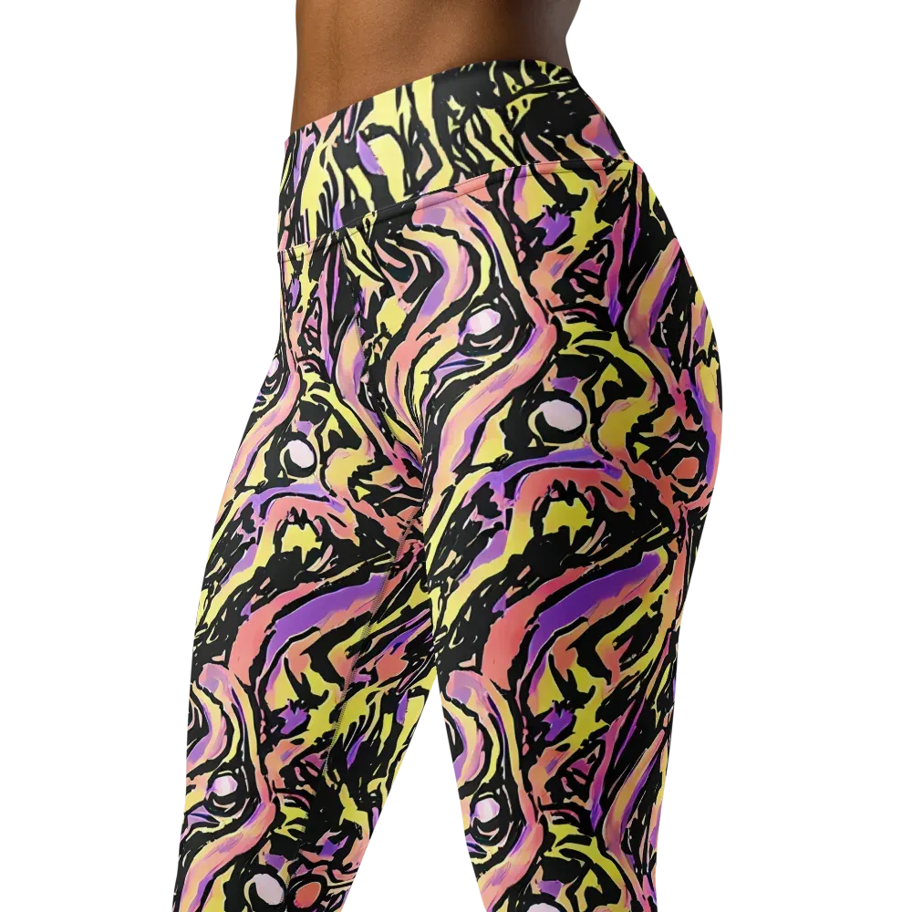 Pastel Riot on Yoga Leggings — Left Front