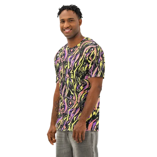 Pastel Riot on a Men's Cotton Crew Neck T-Shirt
