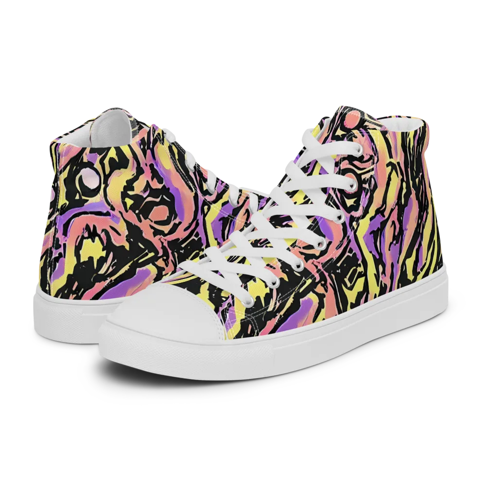 Pastel Riot on Men's High Top Canvas Shoes — Left