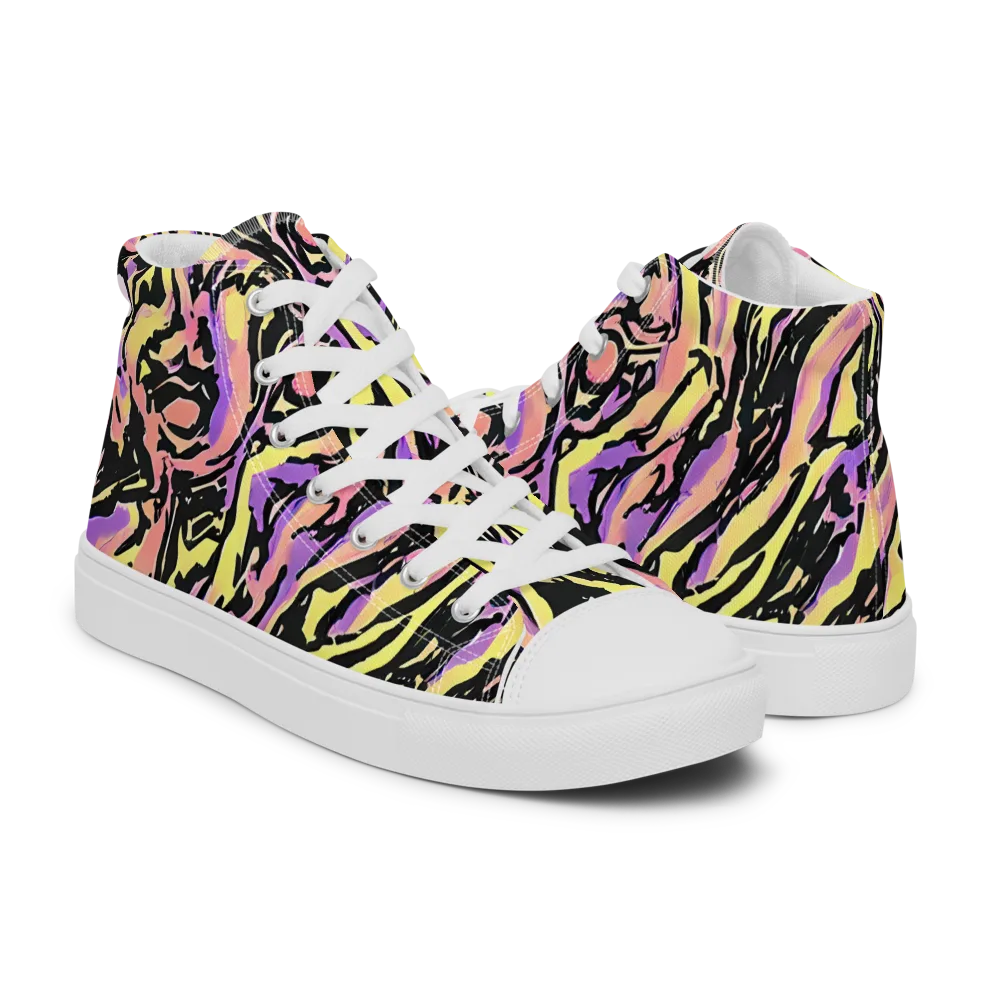 Pastel Riot on Men's High Top Canvas Shoes — Right
