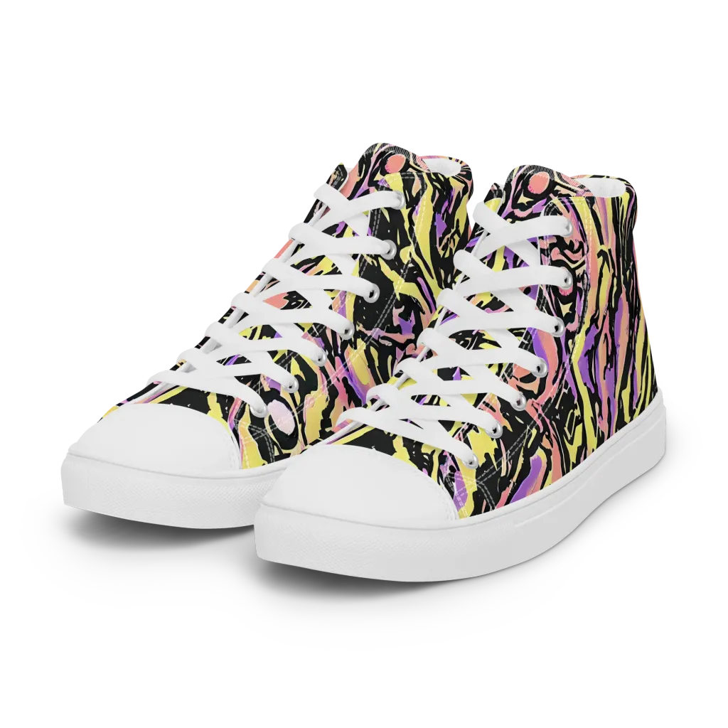 Pastel Riot on Women's High Top Canvas Shoes — Left Front