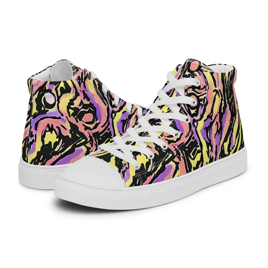 Pastel Riot on Women's High Top Canvas Shoes — Left