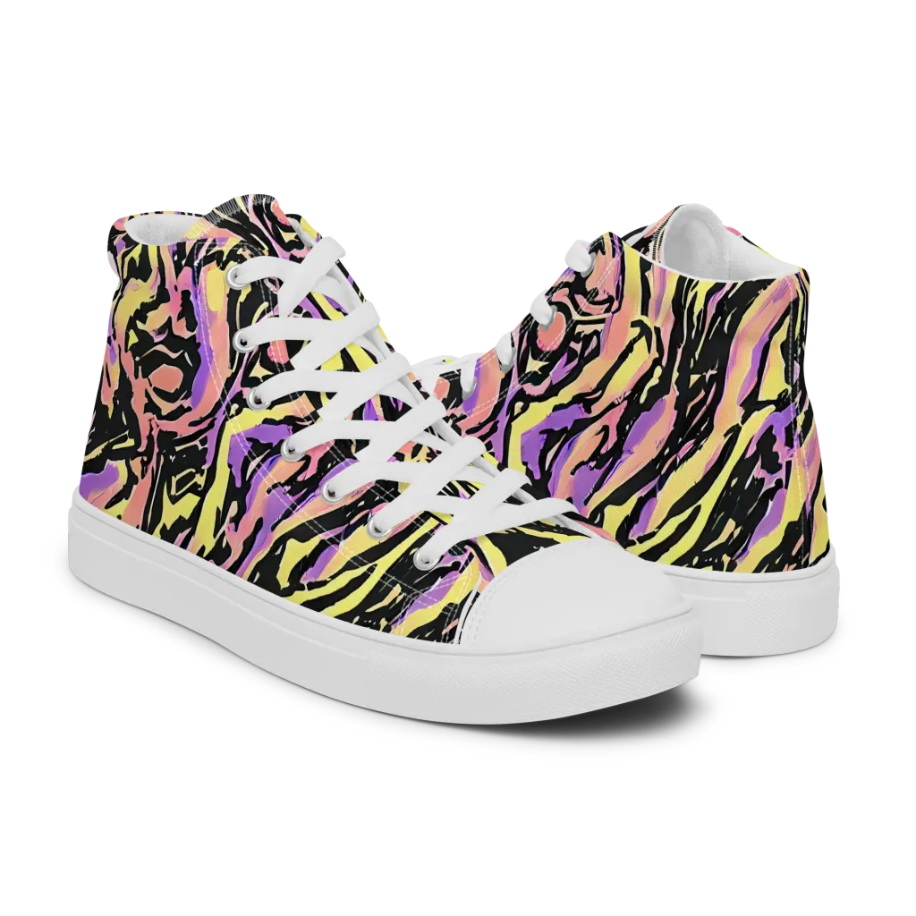Pastel Riot on Women's High Top Canvas Shoes — Right