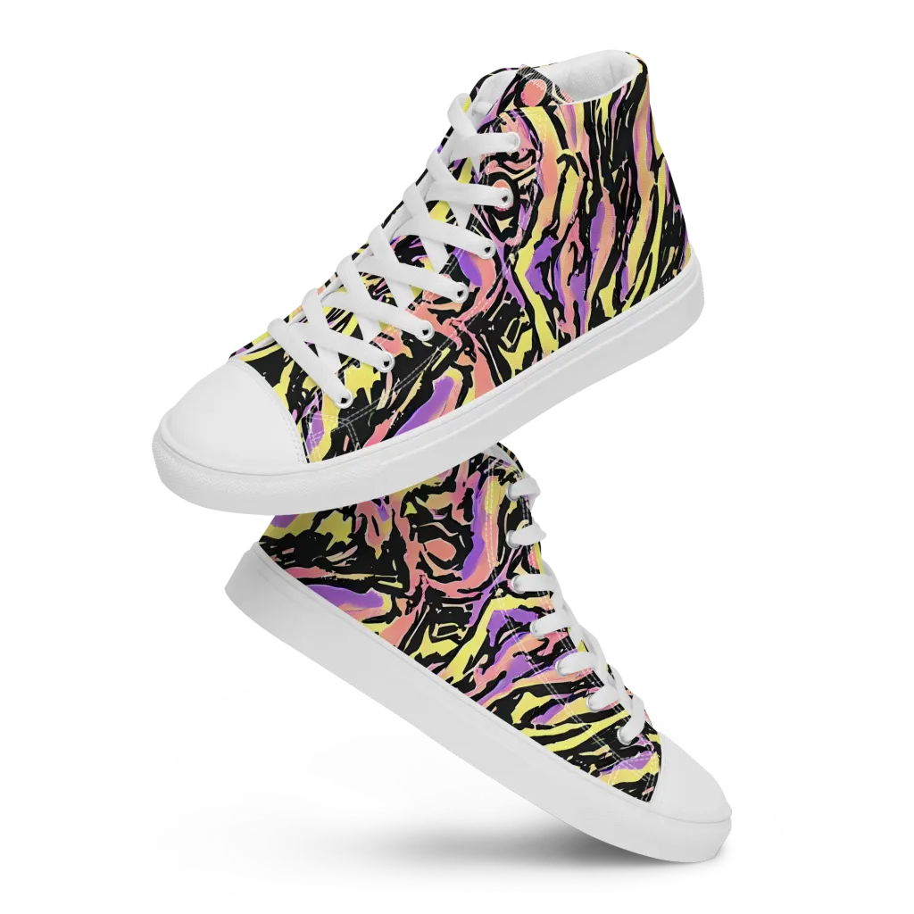 Pastel Riot on Women's High Top Canvas Shoes — Front